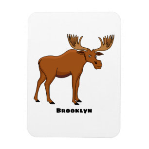 Funny moose cartoon illustration  magnet