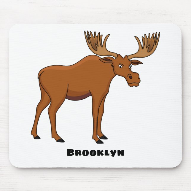 Funny moose cartoon illustration mouse mat (Front)