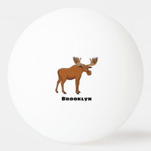 Funny moose cartoon illustration ping pong ball