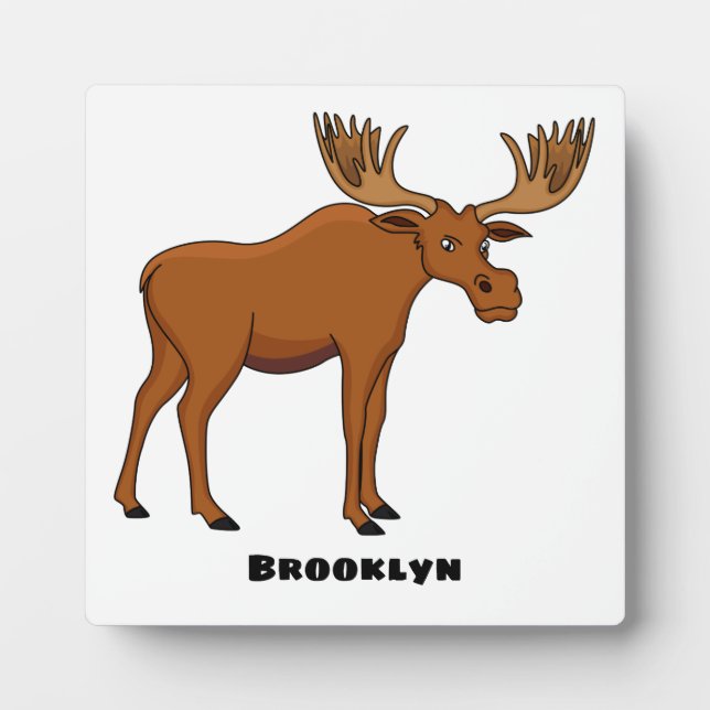 Funny moose cartoon illustration plaque (Front)