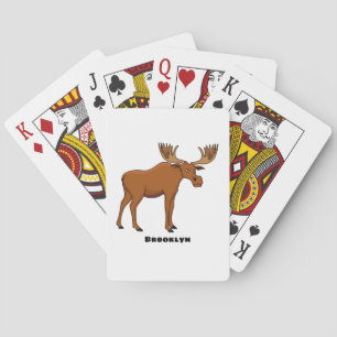 Funny moose cartoon illustration  playing cards