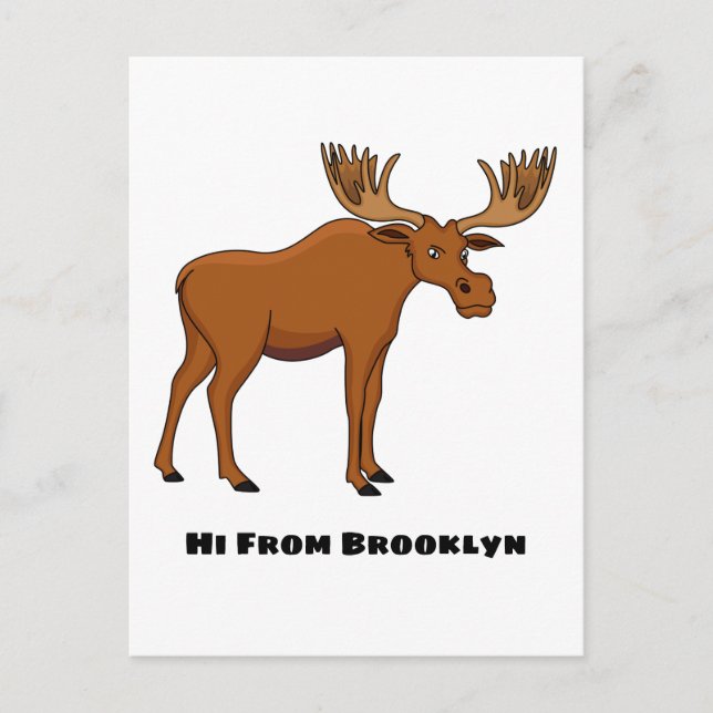 Funny moose cartoon illustration  postcard (Front)
