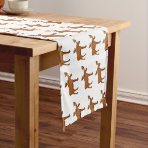 Funny moose cartoon illustration short table runner