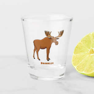 Funny moose cartoon illustration shot glass