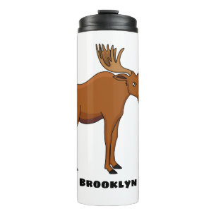 Funny moose cartoon illustration thermal tumbler