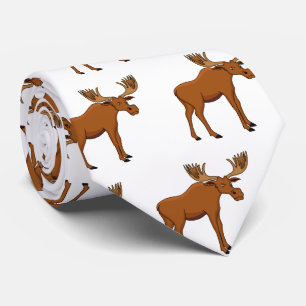 Funny moose cartoon illustration tie