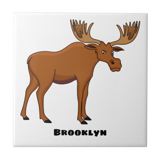 Funny moose cartoon illustration  tile (Front)