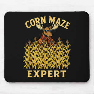 Funny Moose Corn Maze Expert Fall Kids Halloween R Mouse Mat