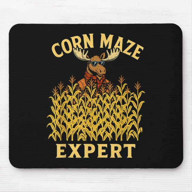 Funny Moose Corn Maze Expert Fall Kids Halloween R Mouse Mat (Front)