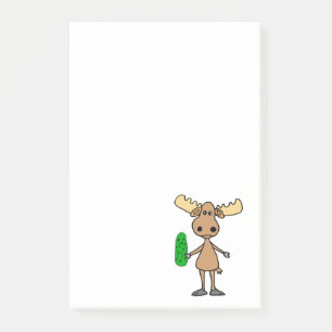 Funny Moose eating Pickle Cartoon Post-it Notes