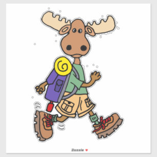 Funny Moose Hiking Cartoon