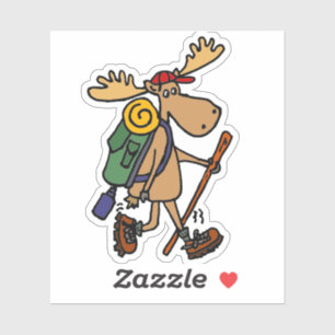 Funny Moose Hiking Cartoon