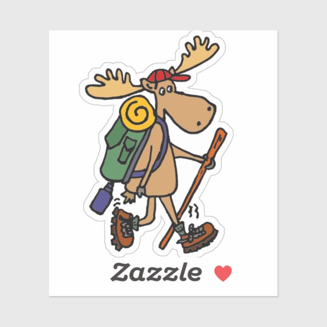 Funny Moose Hiking Cartoon (Sheet)