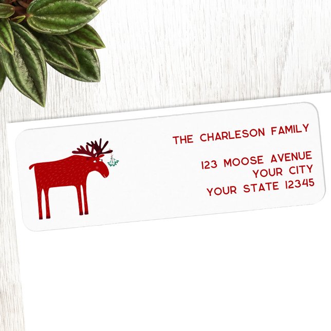 Funny Moose Holiday Return Address (Fun moose or elk holiday return address label)