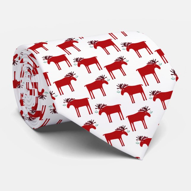 Funny Moose Holiday Tie (Rolled)
