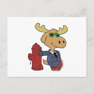 Funny Moose in blue suit   choose background colou Postcard