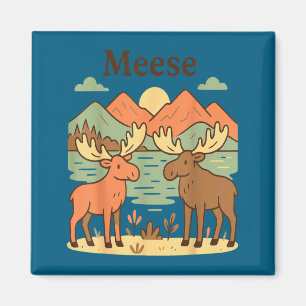 Funny moose meese cute nature wildlife animal kids magnet