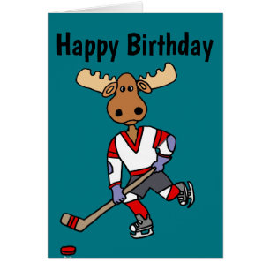 Funny Moose Playing Ice Hockey Cartoon