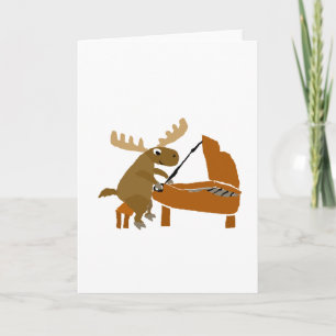 Funny Moose Playing Piano Original Art Card