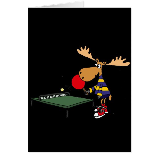 Funny Moose Playing Table Tennis Cartoon (Front)