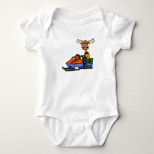 Funny Moose Snowmobiling Baby Bodysuit