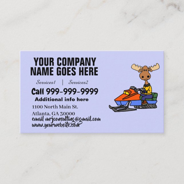 Funny Moose Snowmobiling Business Card (Front)