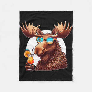 Funny Moose Summer Vacation Sungles Mens Womens Mo Fleece Blanket