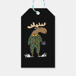 Funny Moose Wearing Polka Dot Pyjamas Gift Tags