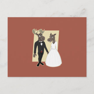Funny Moose Wedding Cartoon Postcard