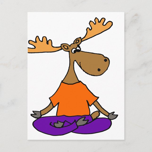 Funny Moose Yoga Art Postcard (Front)