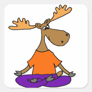 Funny Moose Yoga Art Square Sticker