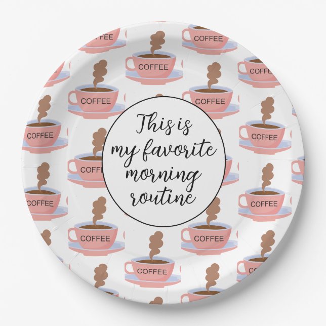 Funny Morning Coffee Paper Plate (Front)