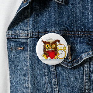 Funny Morning Cranky Owl 6 Cm Round Badge