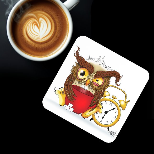 Funny Morning Cranky Owl Coaster (Creator Uploaded)