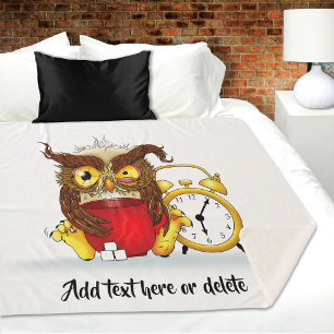 Funny Morning Cranky Owl Sherpa Blanket