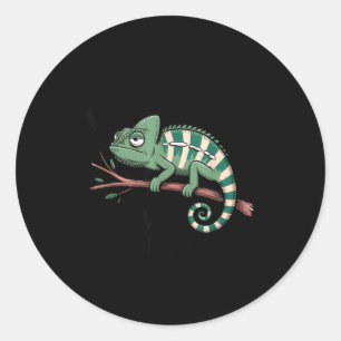 Funny Morning Person Coffee Lover Chameleon  Classic Round Sticker
