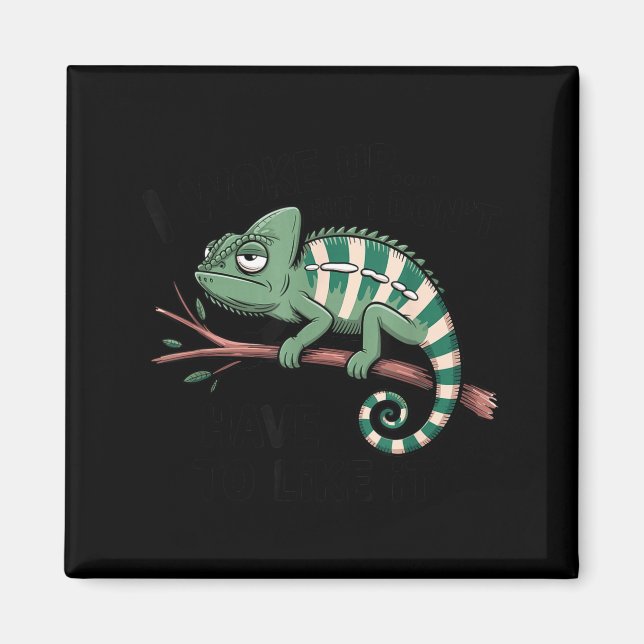 Funny Morning Person Coffee Lover Chameleon  Magnet (Front)
