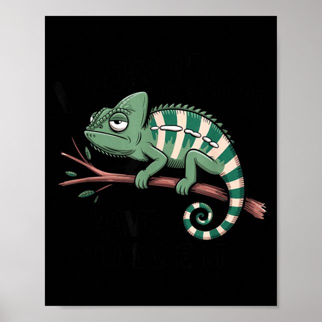 Funny Morning Person Coffee Lover Chameleon  Poster (Front)