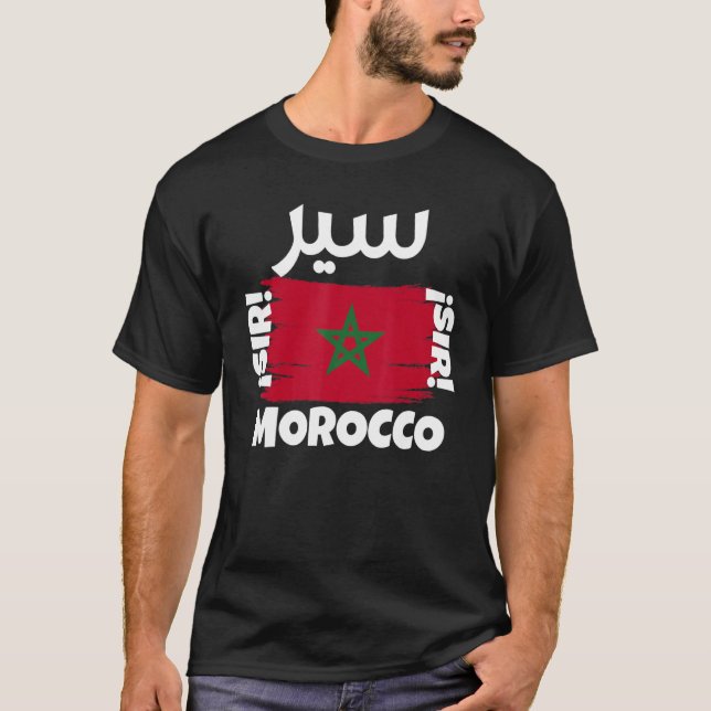 Funny Moroccan Flag of Morocco, Sir Moroccan Flags T-Shirt (Front)