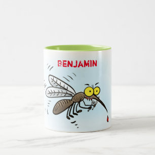 Funny mosquito cartoon Two-Tone coffee mug