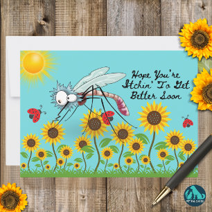 Funny Mosquito Get Better Soon Flat Card