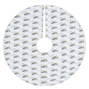 Funny mosquito insect cartoon illustration brushed polyester tree skirt