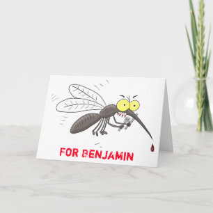 Funny mosquito insect cartoon illustration card