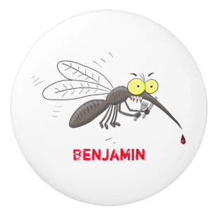 Funny mosquito insect cartoon illustration ceramic knob