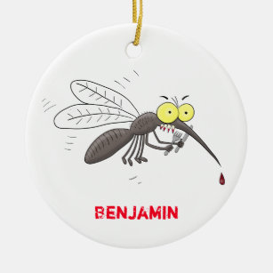 Funny mosquito insect cartoon illustration ceramic tree decoration
