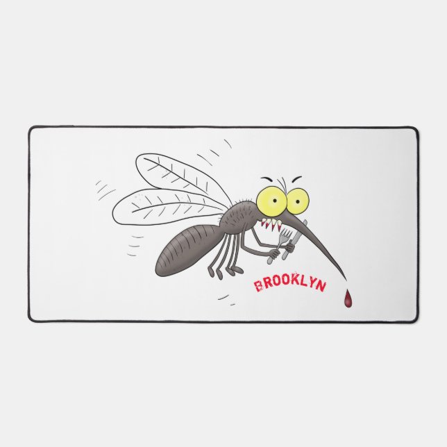 Funny mosquito insect cartoon illustration desk mat (Front)