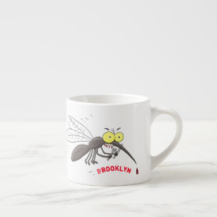 Funny mosquito insect cartoon illustration espresso cup