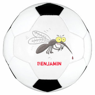 Funny mosquito insect cartoon illustration football