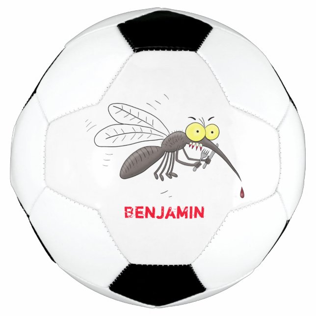 Funny mosquito insect cartoon illustration football (Front)