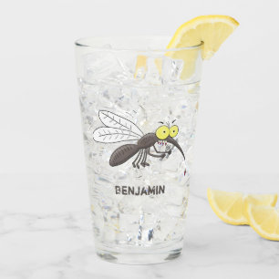 Funny mosquito insect cartoon illustration glass